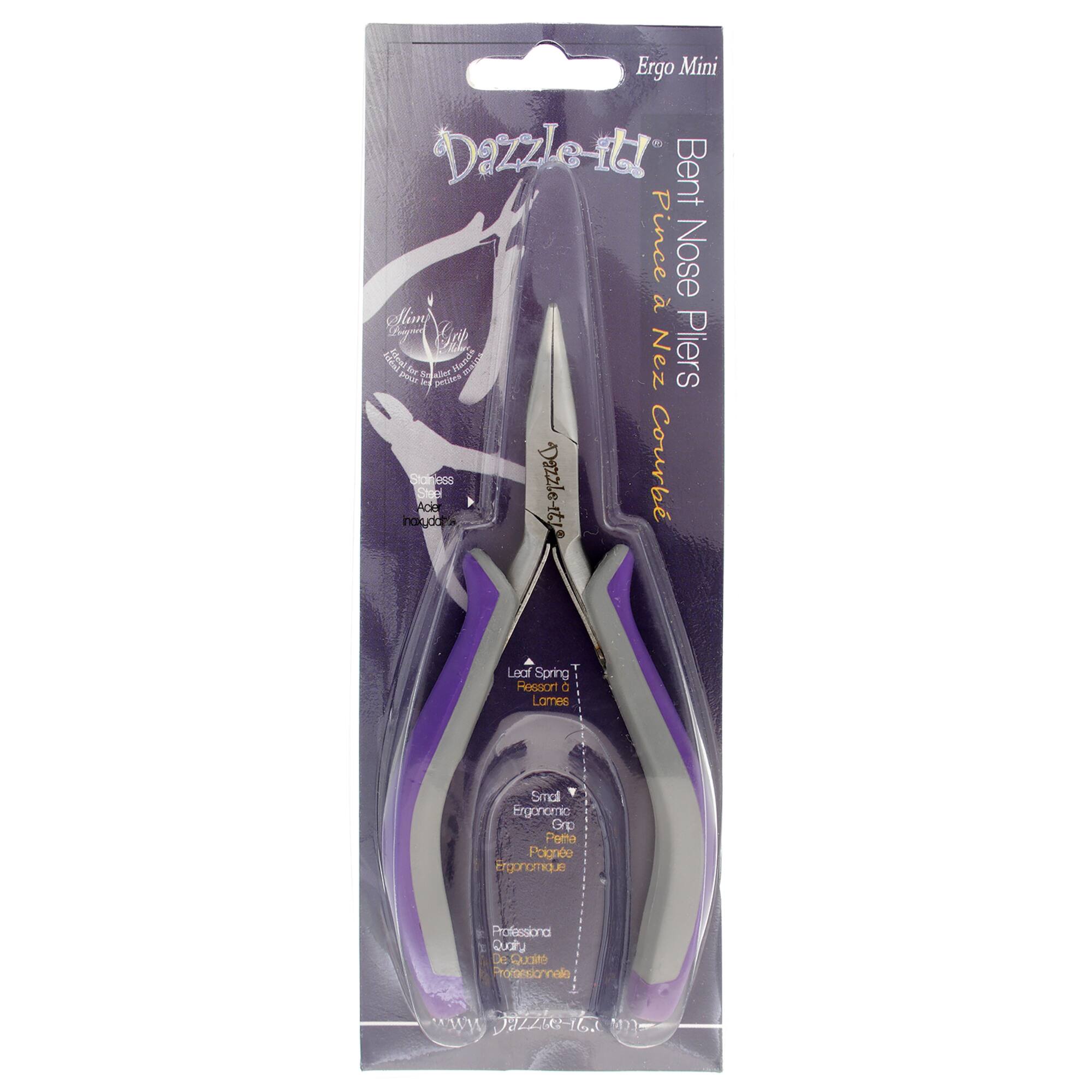 John Bead Ergo Minis 5" Multi Purpose Bent Nose Stainless Steel Jewelry Pliers